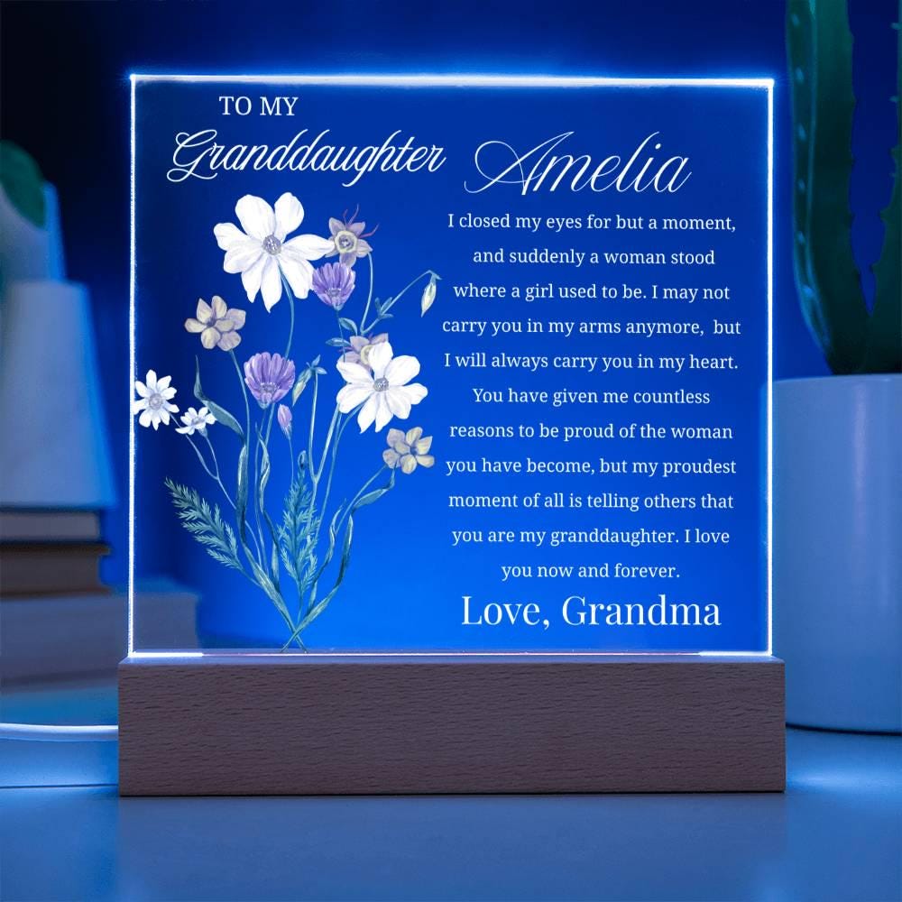 To My Granddaughter Gift Personalized Acrylic Plaque With LED Base – view 4
