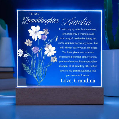 To My Granddaughter Gift Personalized Acrylic Plaque With LED Base – view 4