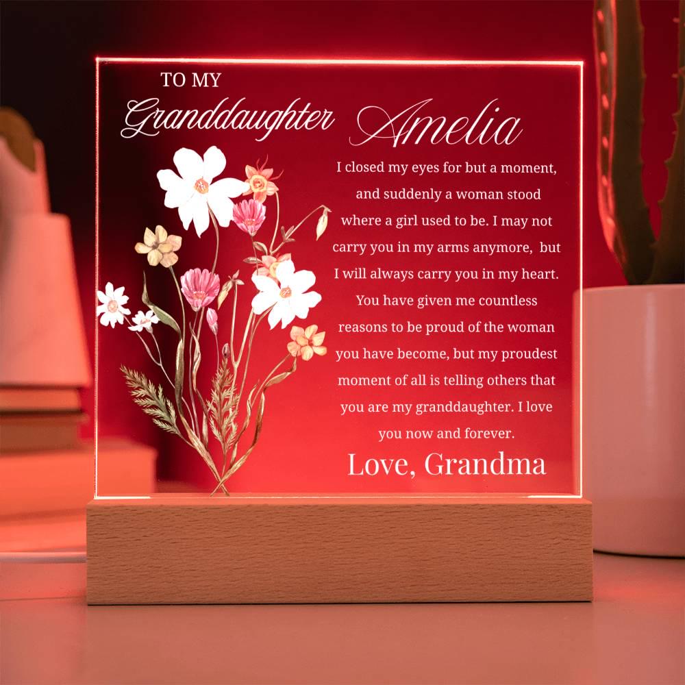 To My Granddaughter Gift Personalized Acrylic Plaque With LED Base – view 5