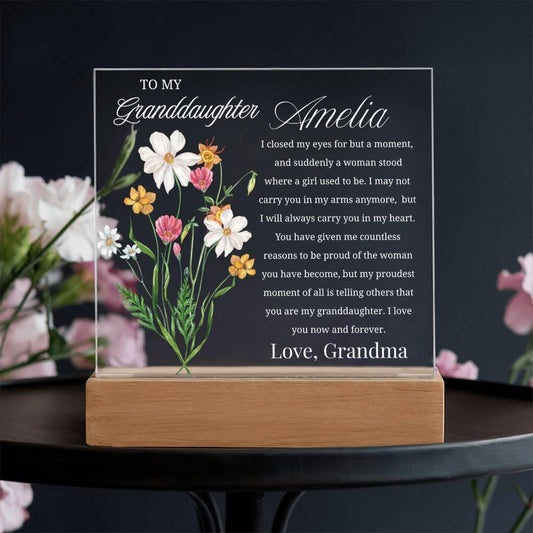 To My Granddaughter Gift Personalized Acrylic Plaque With LED Base