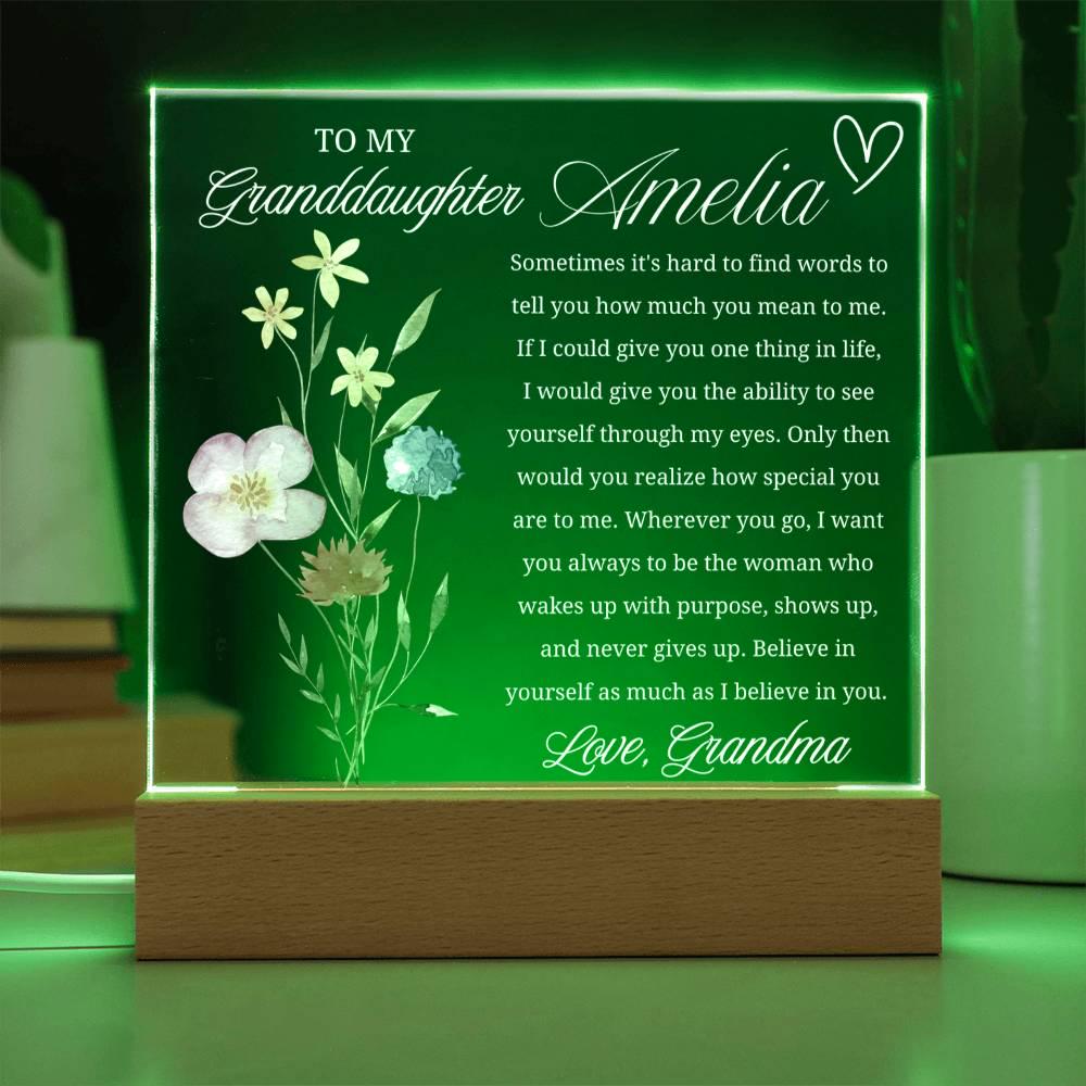 Personalized Granddaughter Gift Acrylic Plaque With LED Base – view 6