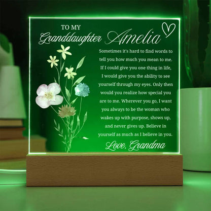 Personalized Granddaughter Gift Acrylic Plaque With LED Base – view 6