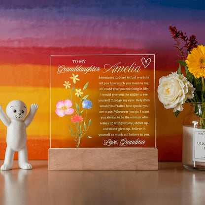 Personalized Granddaughter Gift Acrylic Plaque With LED Base – view 5