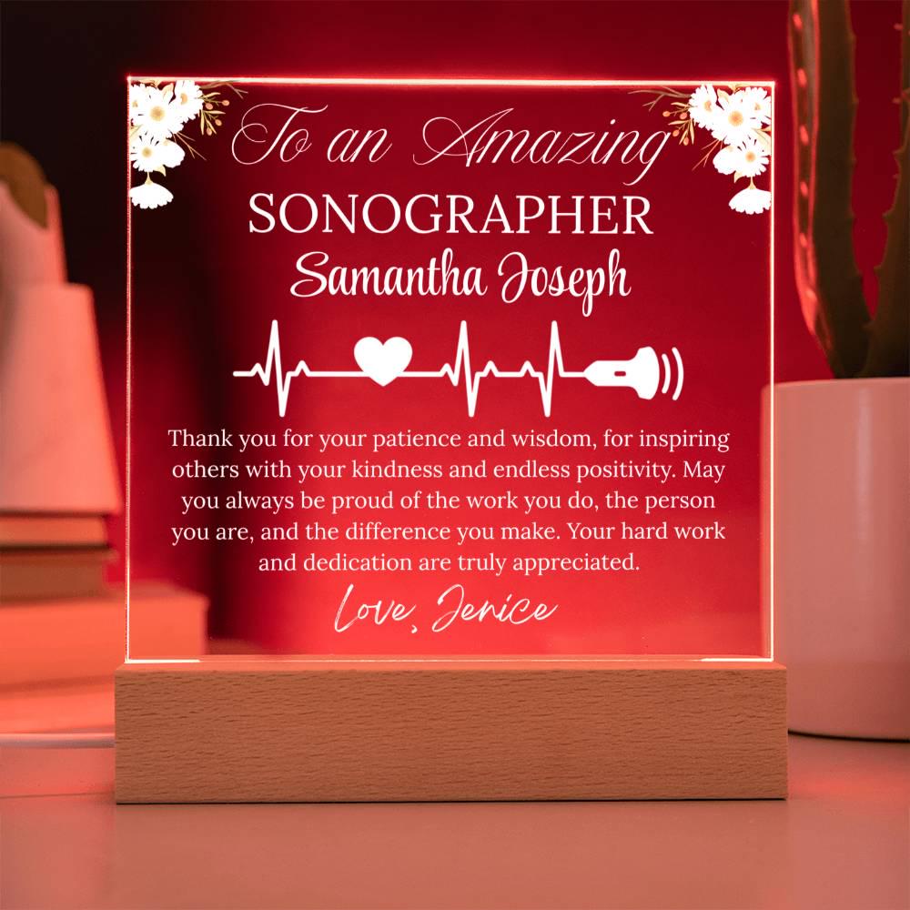 Sonographer Gift Personalized Acrylic Plaque With LED Base – view 9