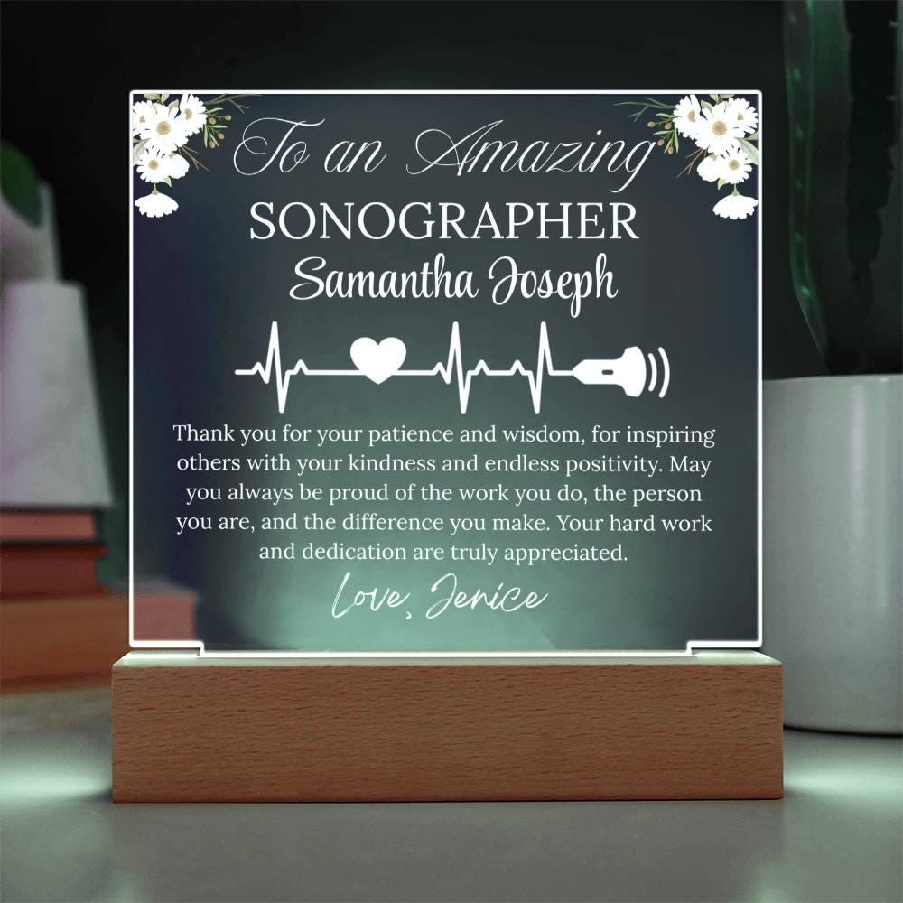 Sonographer Gift Personalized Acrylic Plaque With LED Base