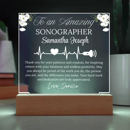 Sonographer Gift Personalized Acrylic Plaque With LED Base