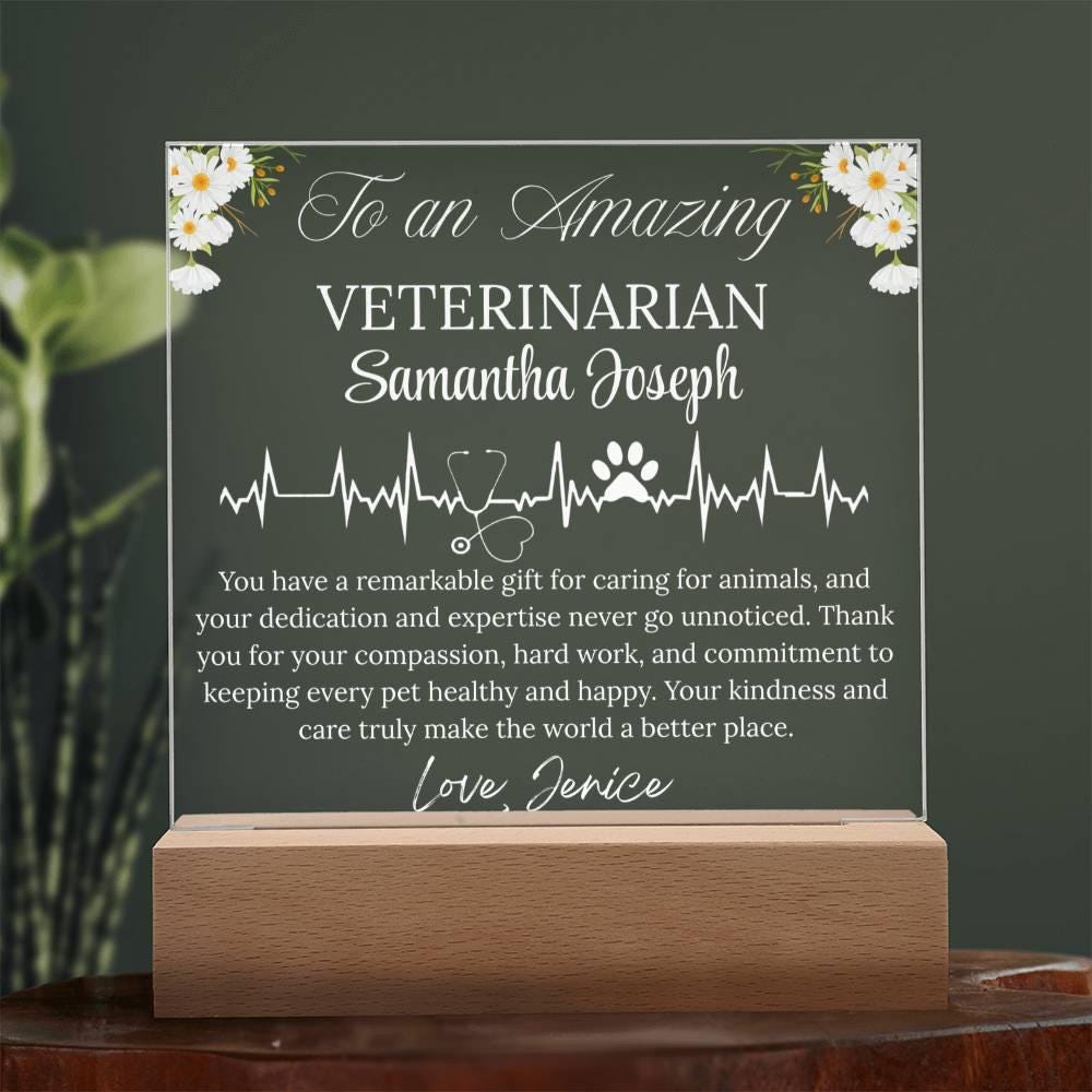 Veterinarian Gift Personalized Acrylic Plaque With LED Base – view 9