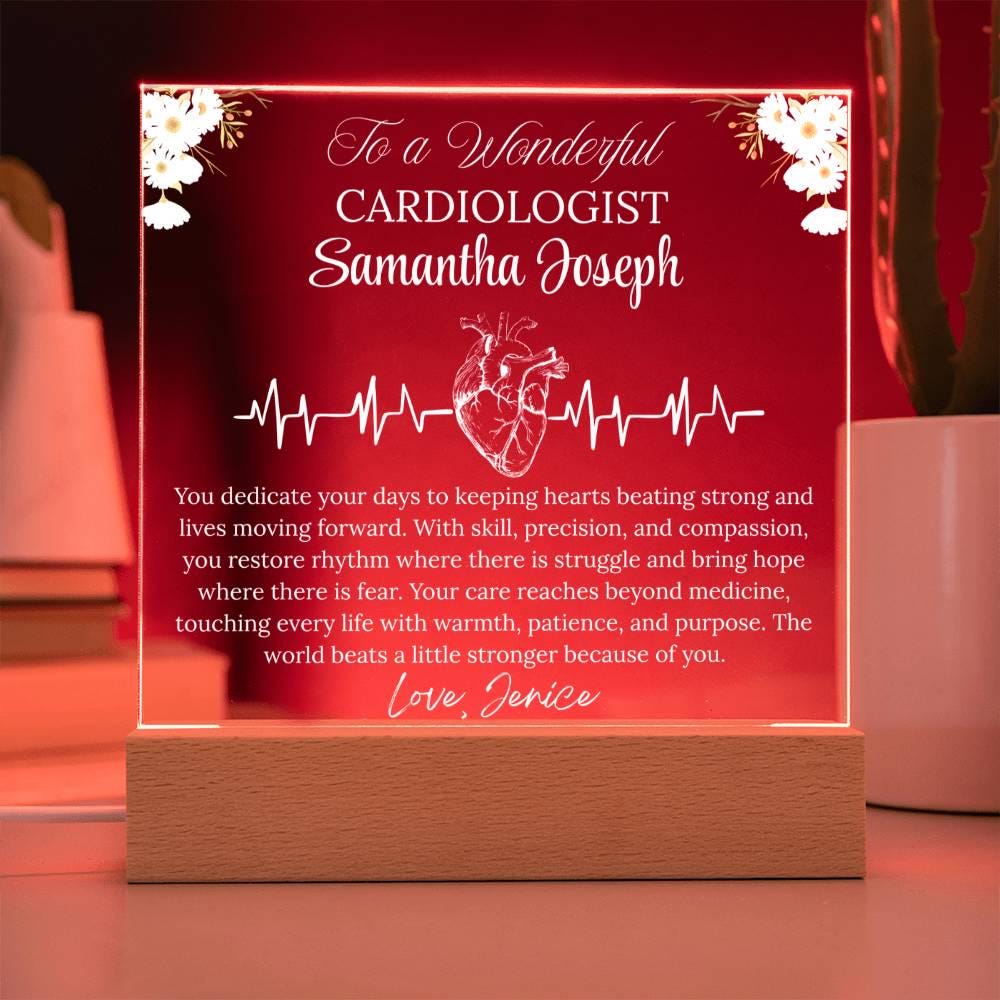 Cardiologist Gift Personalized Acrylic Plaque With LED Base – view 8