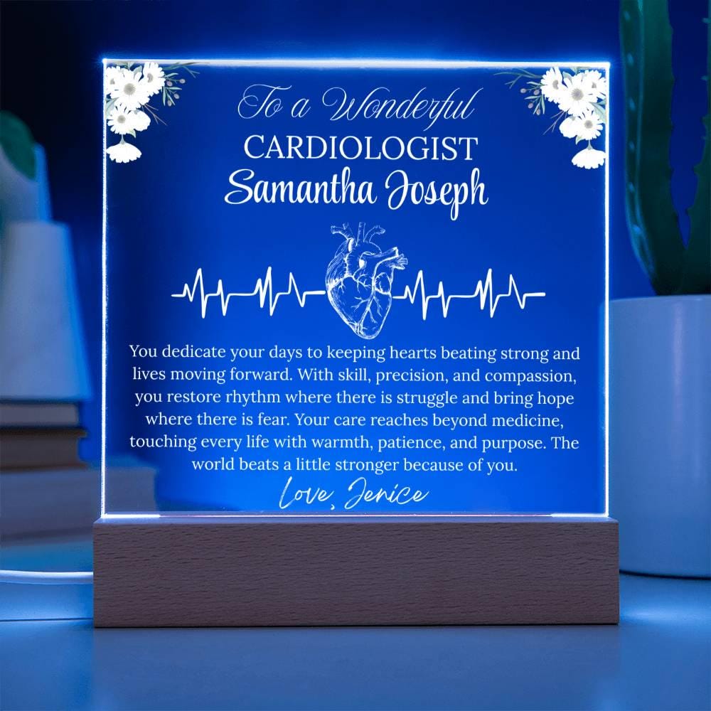 Cardiologist Gift Personalized Acrylic Plaque With LED Base – view 3