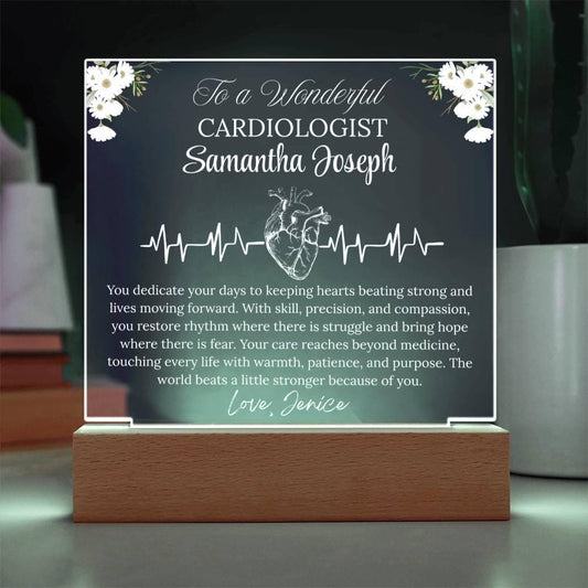 Cardiologist Gift Personalized Acrylic Plaque With LED Base