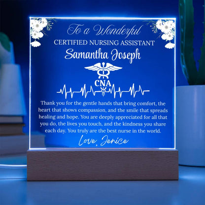 CNA Gift Personalized Acrylic Plaque With LED Base – Thank You Gift – view 4