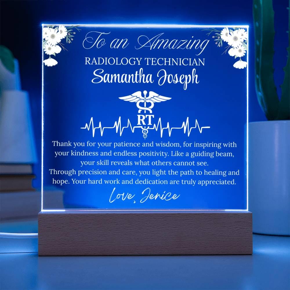 Radiology Technician Gift Personalized Acrylic Plaque With LED Base – view 5