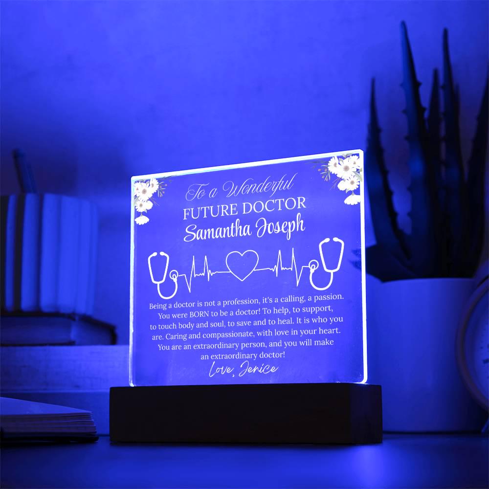 Future Doctor Gift Personalized Acrylic Plaque With LED Base – view 3