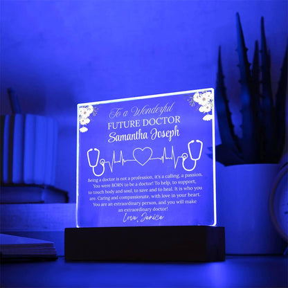 Future Doctor Gift Personalized Acrylic Plaque With LED Base – view 3