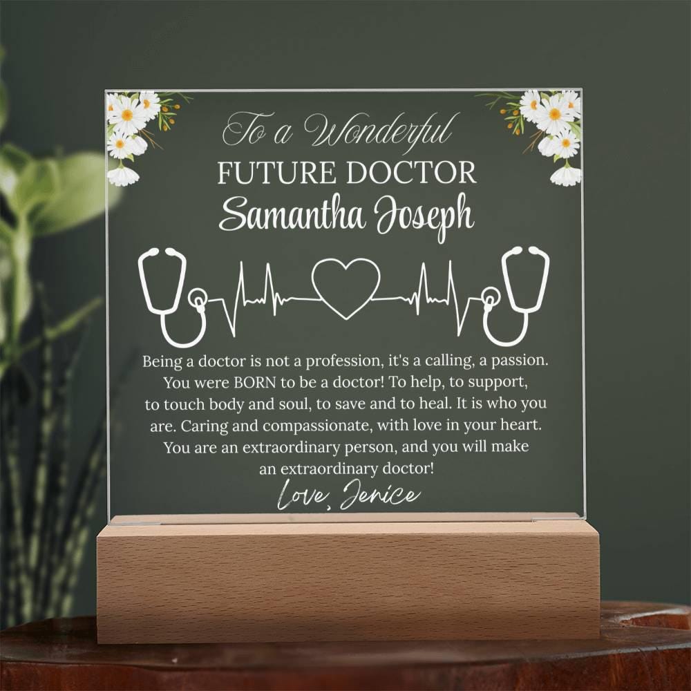 Future Doctor Gift Personalized Acrylic Plaque With LED Base – view 8