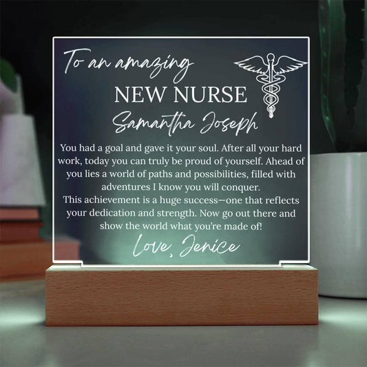 Personalized New Nurse Gift Acrylic Plaque – Nursing School Graduation