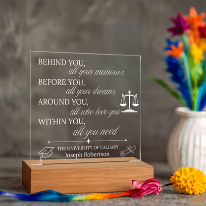 Personalized Law Graduation Acrylic Plaque with LED Base – view 9