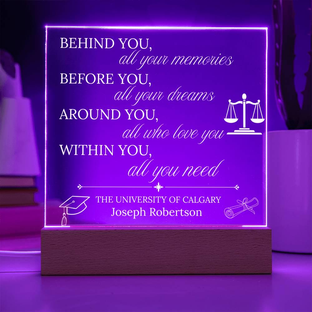 Personalized Law Graduation Acrylic Plaque with LED Base – view 8
