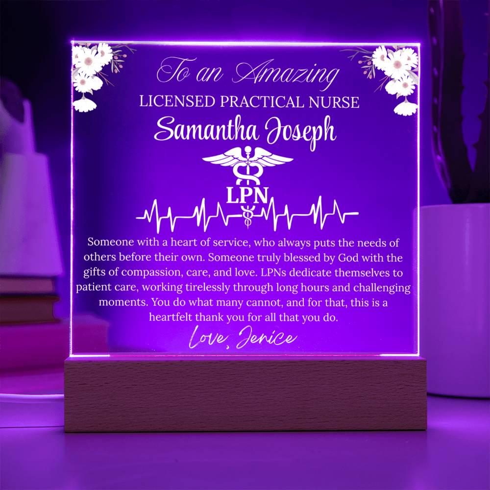 LPN Gift Personalized Acrylic Plaque With LED Base – view 4