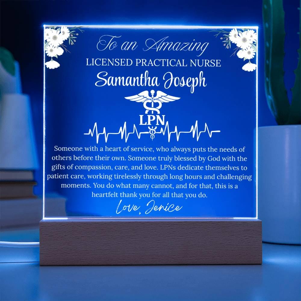 LPN Gift Personalized Acrylic Plaque With LED Base – view 5