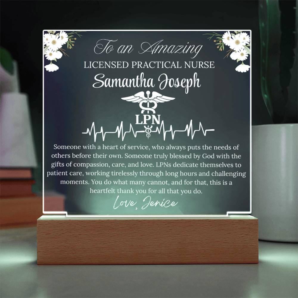LPN Gift Personalized Acrylic Plaque With LED Base
