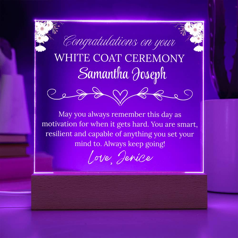 White Coat Ceremony Gift Personalized Acrylic Plaque With LED Base – view 5