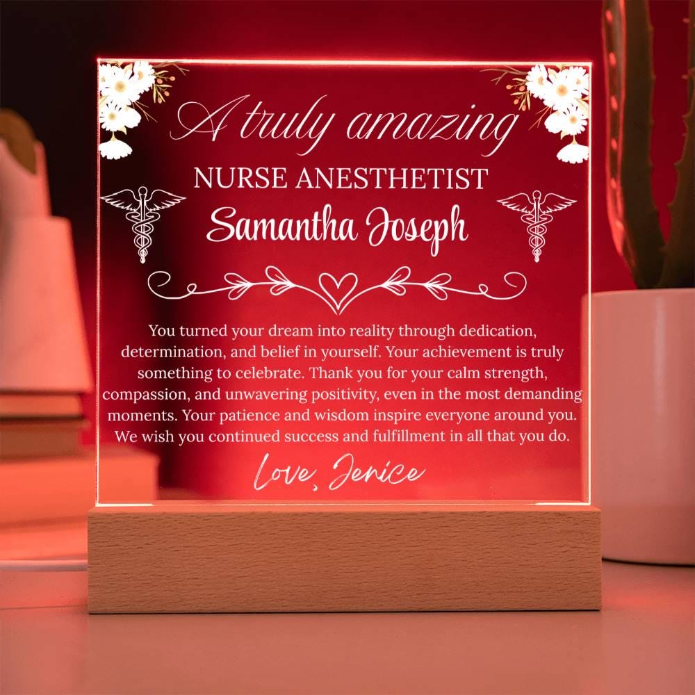 Nurse Anesthetist Gift Personalized Acrylic Plaque With LED Base – view 9