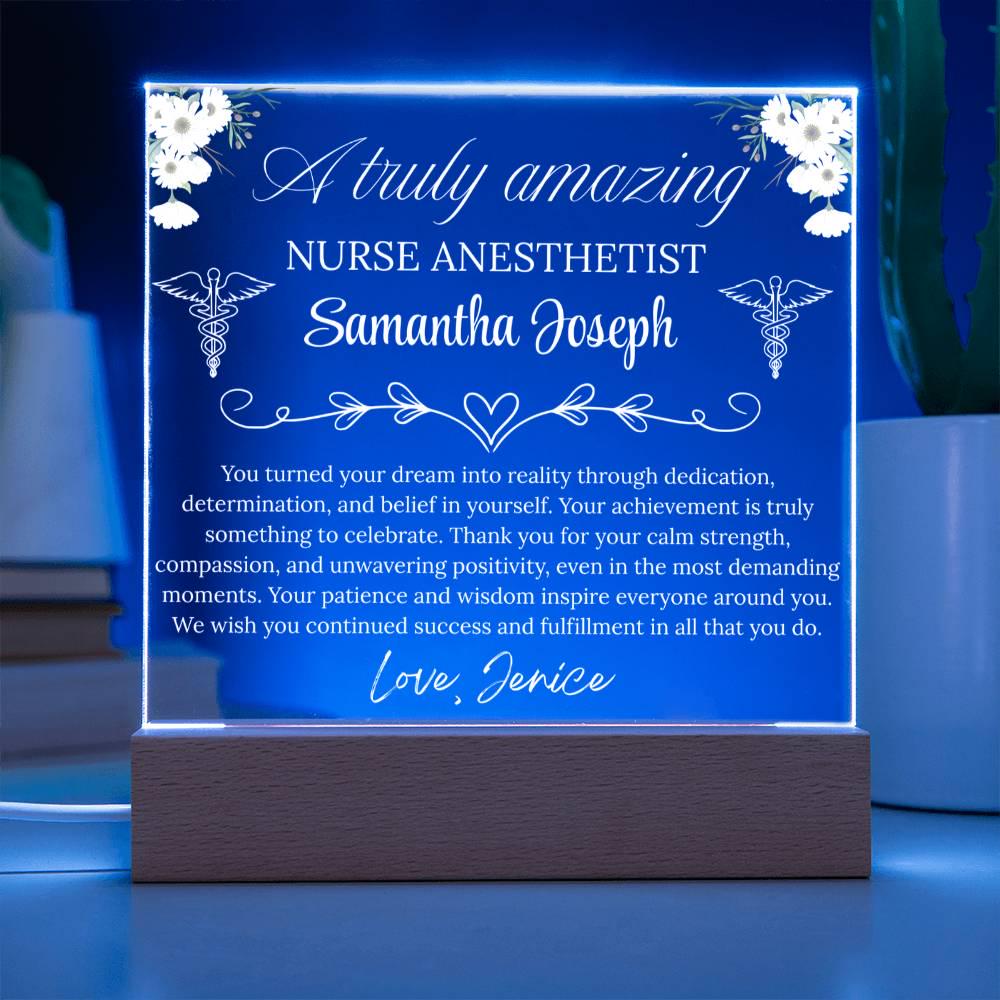 Nurse Anesthetist Gift Personalized Acrylic Plaque With LED Base – view 4