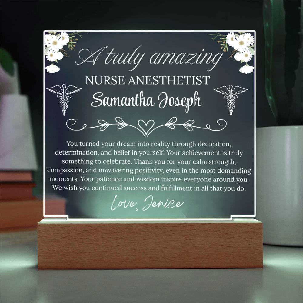 Nurse Anesthetist Gift Personalized Acrylic Plaque With LED Base