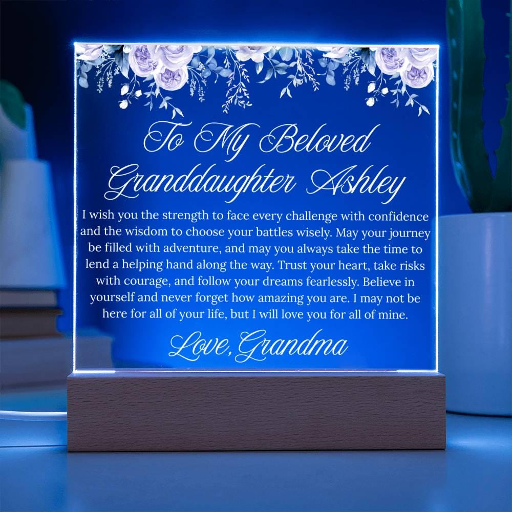 Personalized Granddaughter Gift Acrylic Plaque With LED Base – view 4