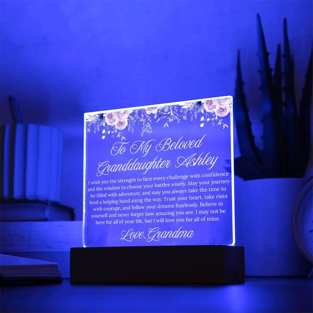 Personalized Granddaughter Gift Acrylic Plaque With LED Base – view 3