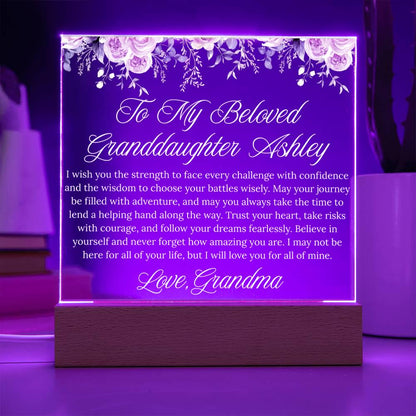 Personalized Granddaughter Gift Acrylic Plaque With LED Base – view 5