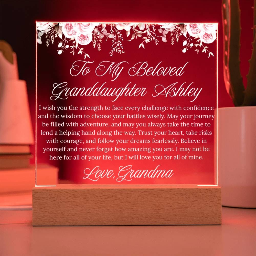 Personalized Granddaughter Gift Acrylic Plaque With LED Base – view 9