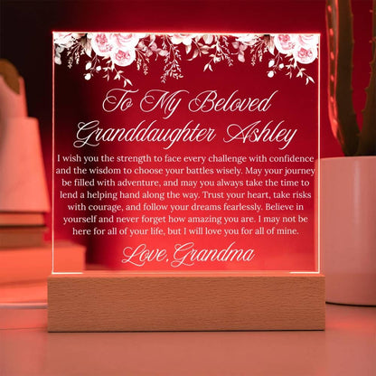 Personalized Granddaughter Gift Acrylic Plaque With LED Base – view 9