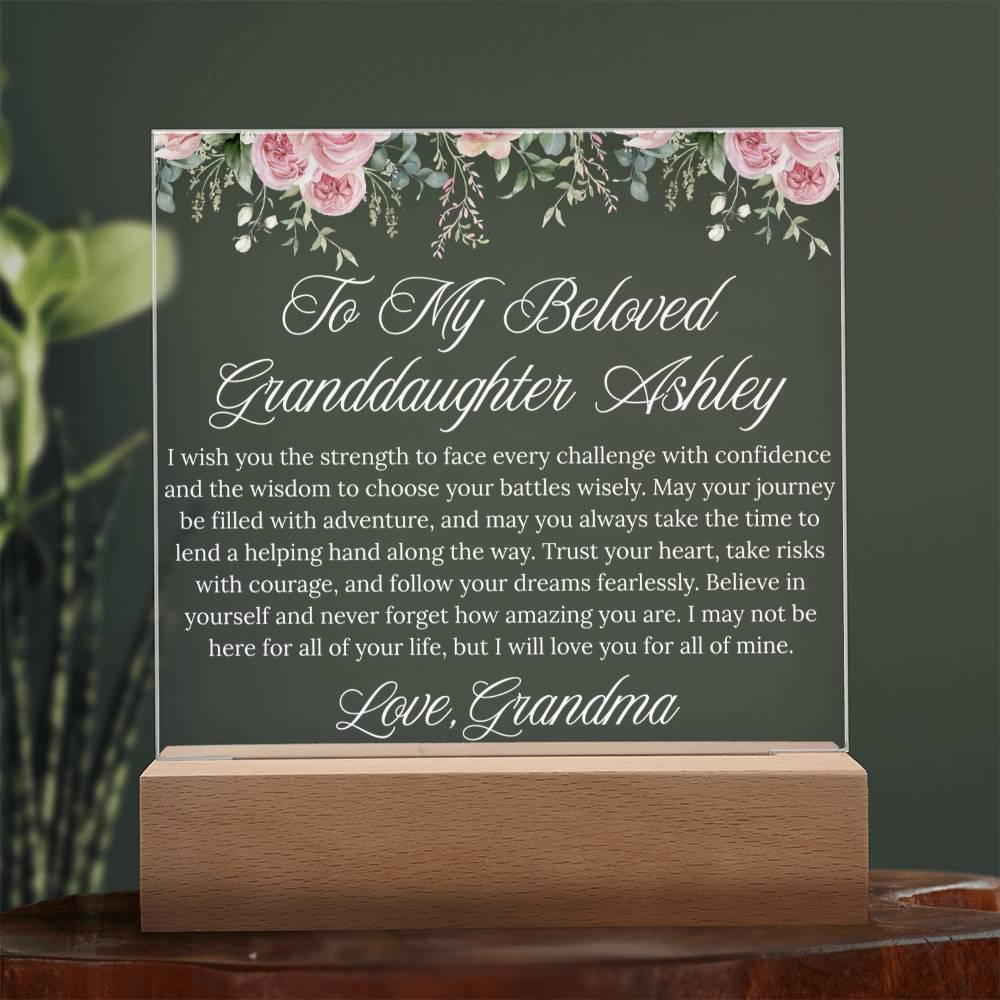 Personalized Granddaughter Gift Acrylic Plaque With LED Base – view 8