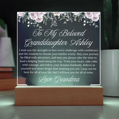 Personalized Granddaughter Gift Acrylic Plaque With LED Base