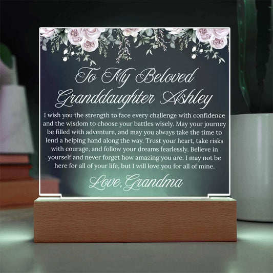 Personalized Granddaughter Gift Acrylic Plaque With LED Base