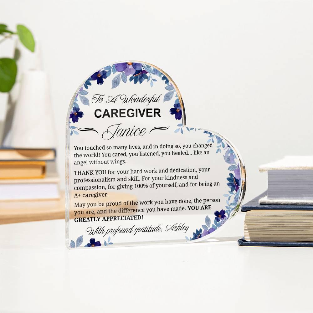 Personalized Caregiver Gift Heart Acrylic Plaque – Appreciation Gift – view 3