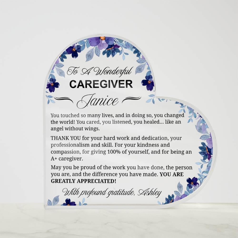 Personalized Caregiver Gift Heart Acrylic Plaque – Appreciation Gift – view 4