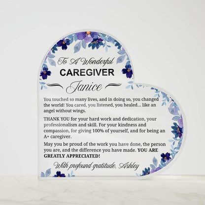 Personalized Caregiver Gift Heart Acrylic Plaque – Appreciation Gift – view 4