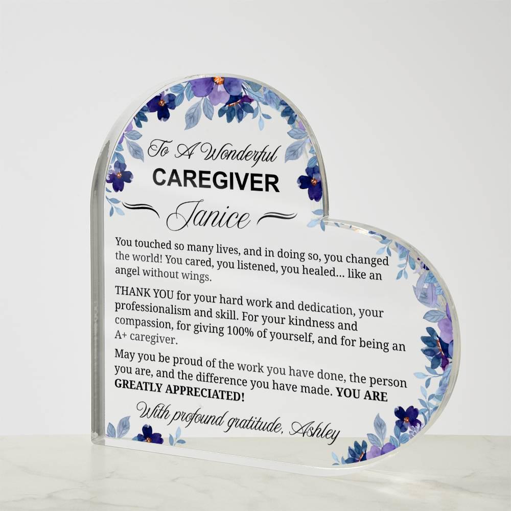 Personalized Caregiver Gift Heart Acrylic Plaque – Appreciation Gift – view 5