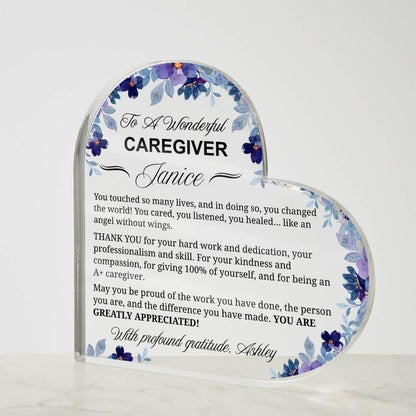 Personalized Caregiver Gift Heart Acrylic Plaque – Appreciation Gift – view 5