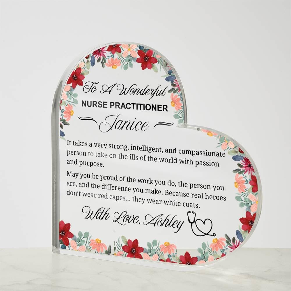 Personalized Nurse Practitioner Gift Heart Acrylic Plaque – view 4