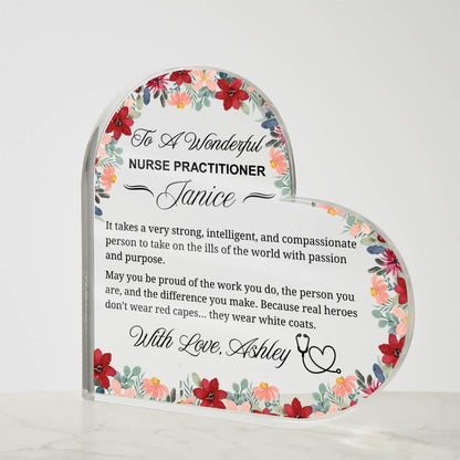 Personalized Nurse Practitioner Gift Heart Acrylic Plaque – view 4