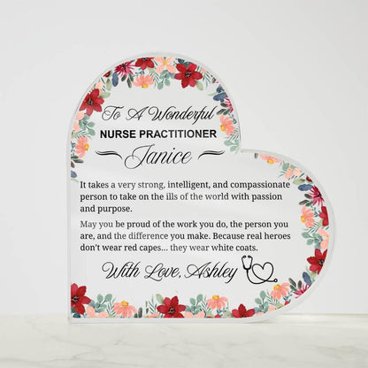 Personalized Nurse Practitioner Gift Heart Acrylic Plaque – view 5