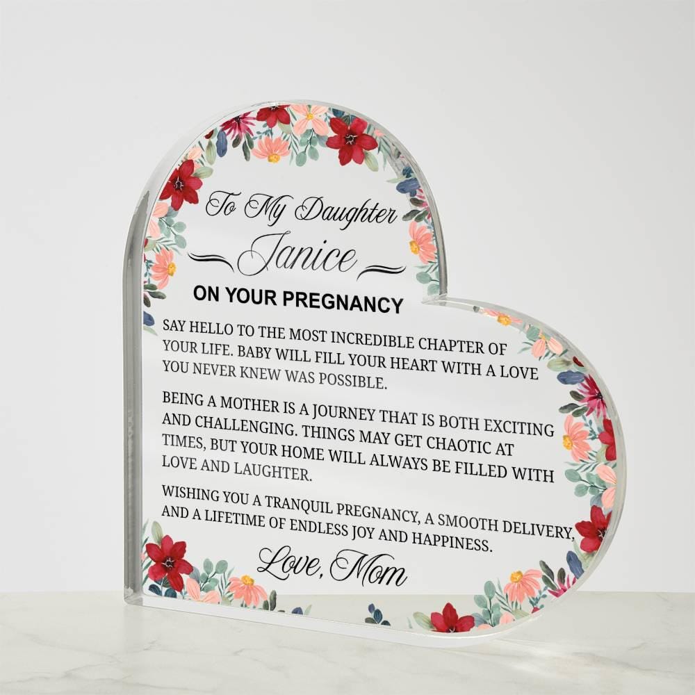 Personalized Daughter Pregnancy Gift Heart Acrylic Plaque – view 4
