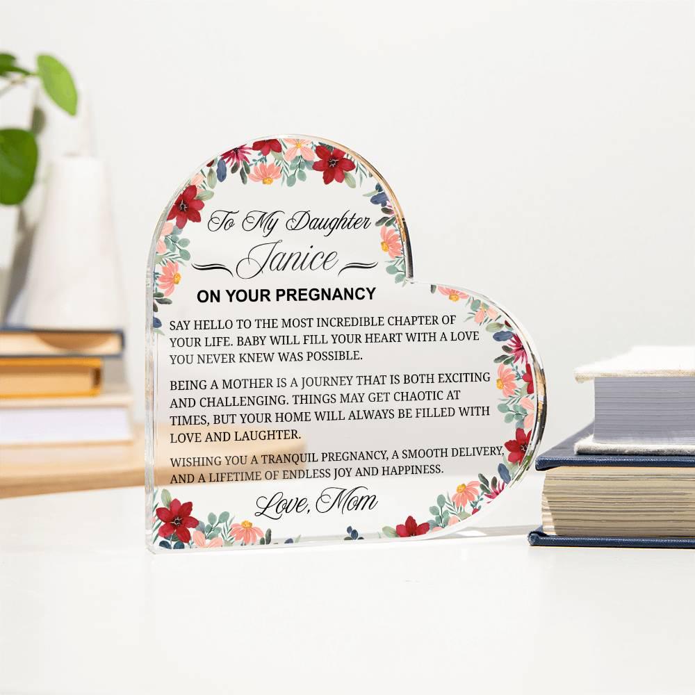 Personalized Daughter Pregnancy Gift Heart Acrylic Plaque – view 3