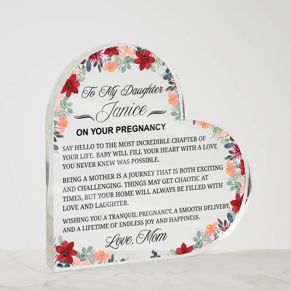 Personalized Daughter Pregnancy Gift Heart Acrylic Plaque – view 5