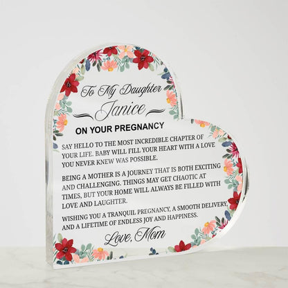 Personalized Daughter Pregnancy Gift Heart Acrylic Plaque – view 5
