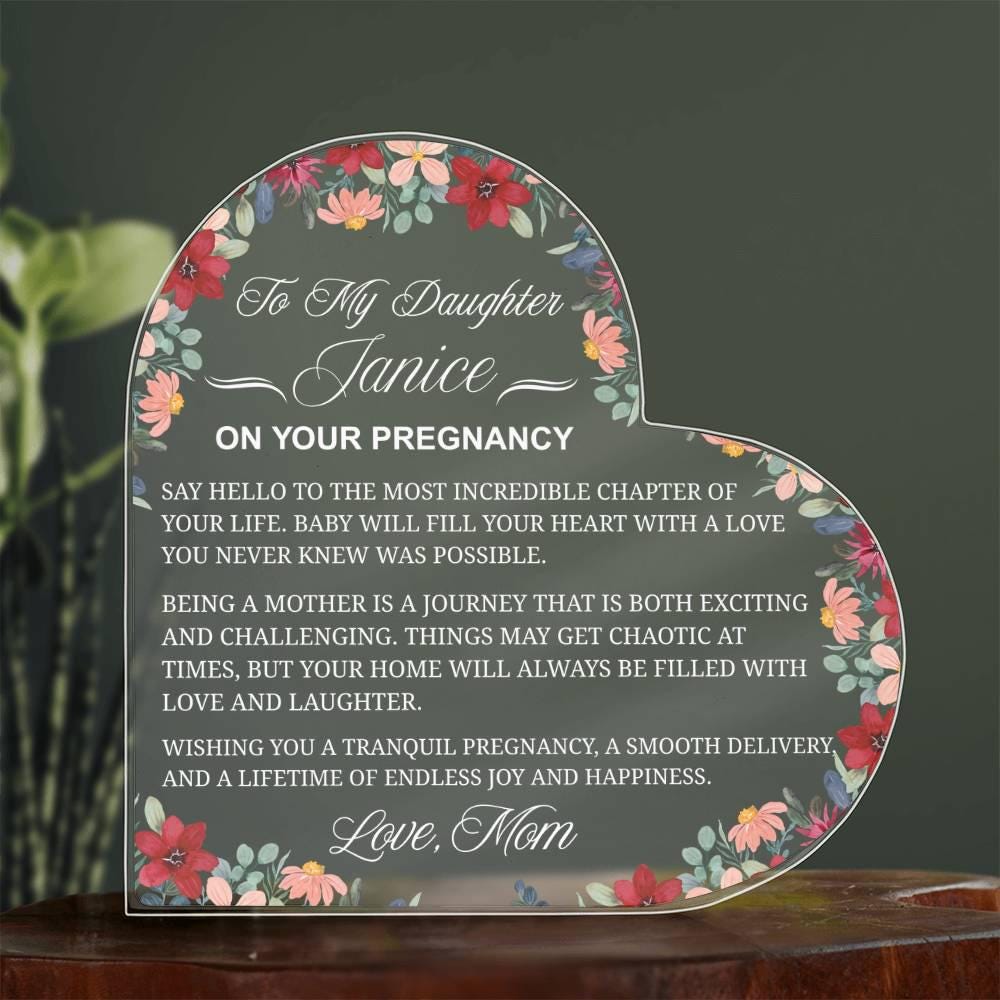 Personalized Daughter Pregnancy Gift Heart Acrylic Plaque – view 2